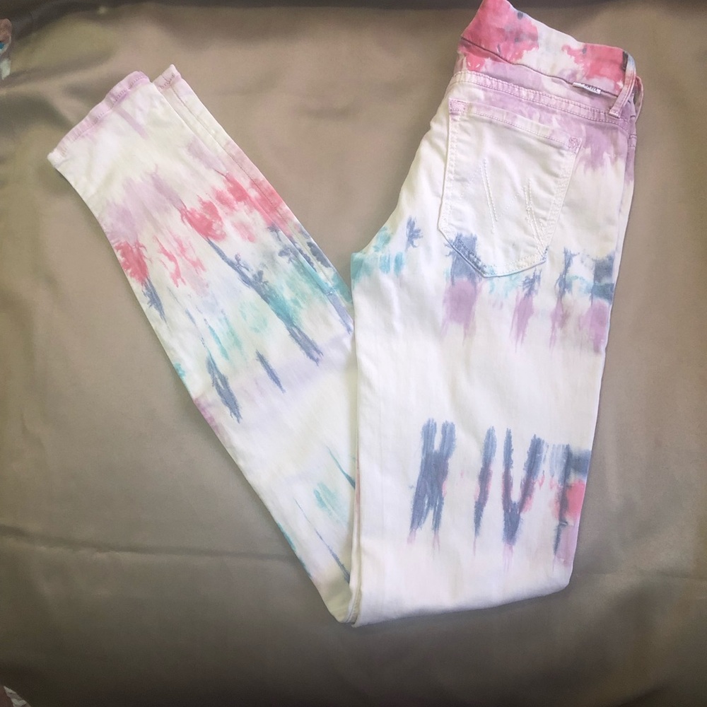 MOTHER THE LOOKER tie-dye skinny jeans